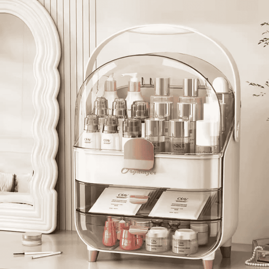 Close-up view of compartments and plastic finish on organizer