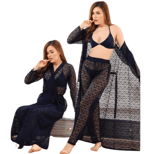 closeup-view-black showing lace detailing on net fabric