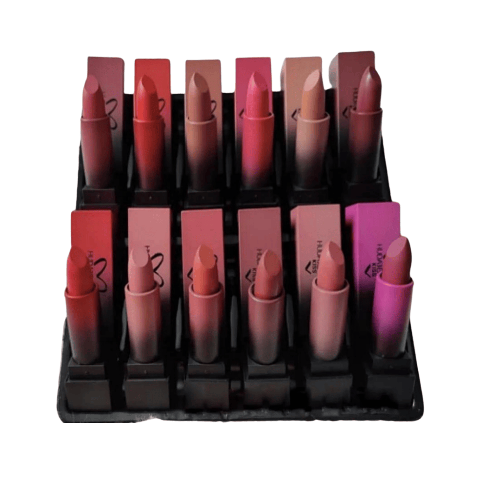 closeup-view of Huda Lipistik showing matte texture and color variety