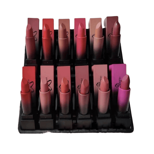 closeup-view of Huda Lipistik showing matte texture and color variety