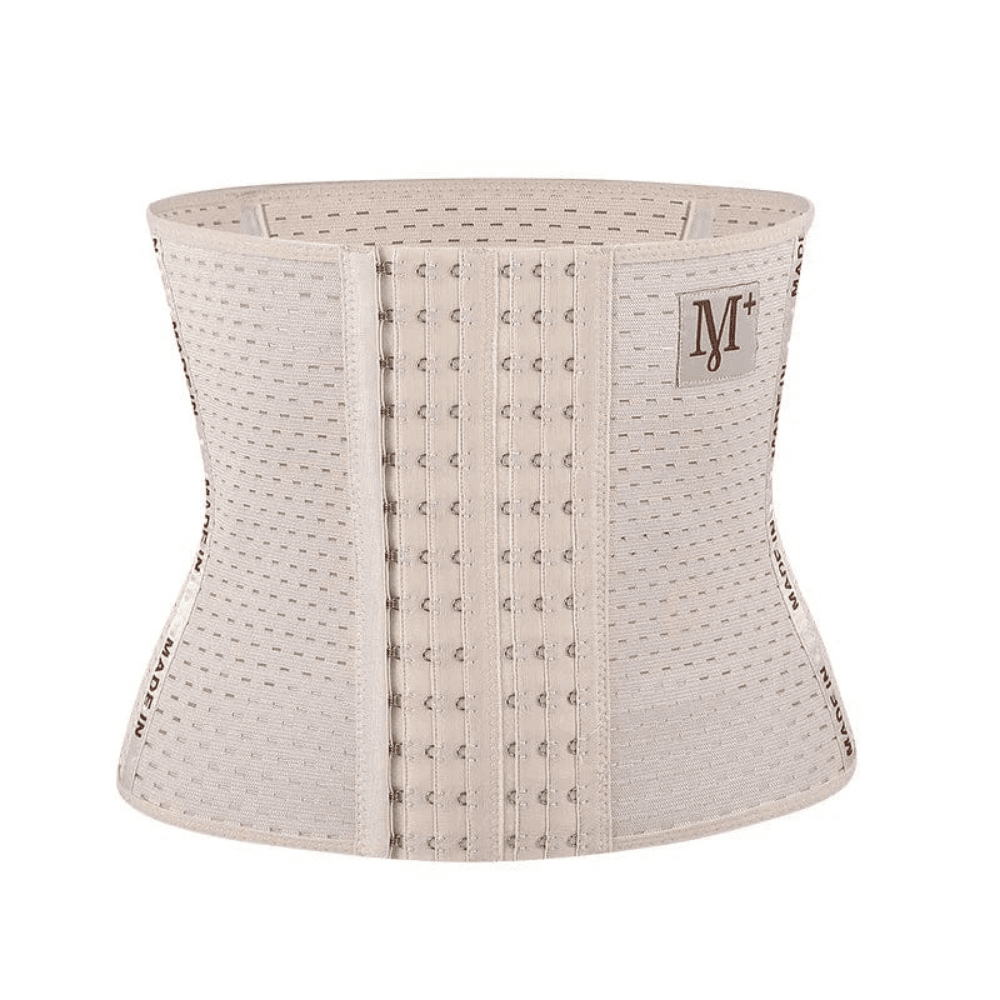 closeup-view of M+ belly shaper showing fabric and support structure