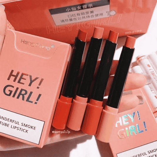 closeup-view of Hey Girl Lipistik showing lipstick texture and shades