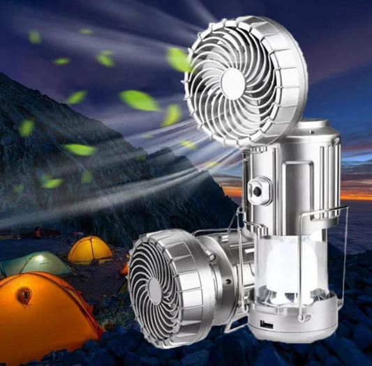closeup-view highlighting the LED and fan mechanism in the lantern