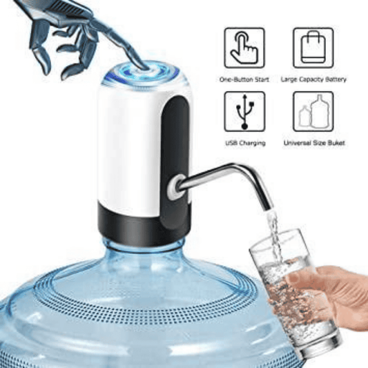 Closeup view of USB button on automatic water dispenser pump
