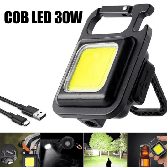 Compact 30W COB flashlight with keyring