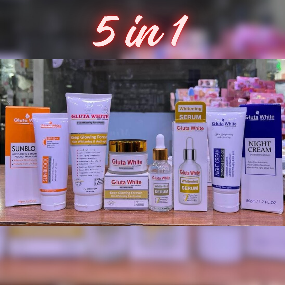 Gluta White face wash serum night cream set Pakistan