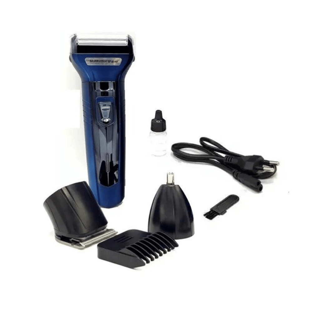 complete-set-kemei-3in1-electric-hair-removal-mens-shaver all attachments displayed