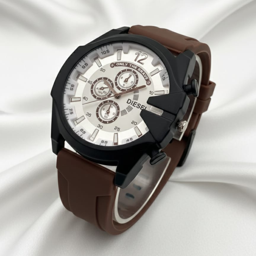 Dietrich watch with brown strap on a white background