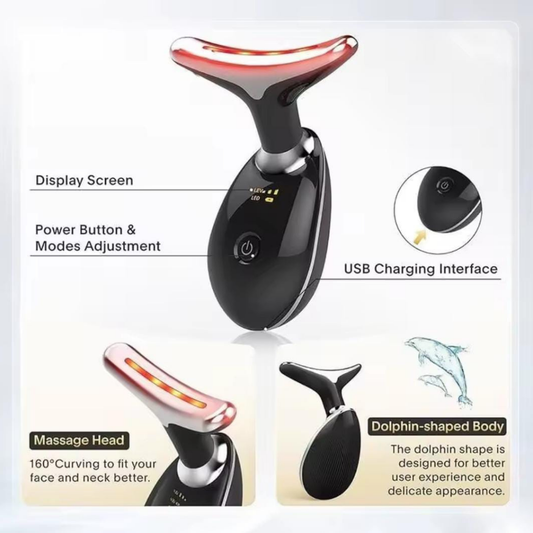 Detailed front view of facial and neck digital massager