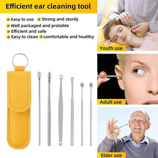 Ear Cleaning Kit Metal Tools with Leather Case