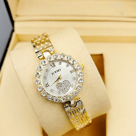 Front display of the golden Eyki ladies watch