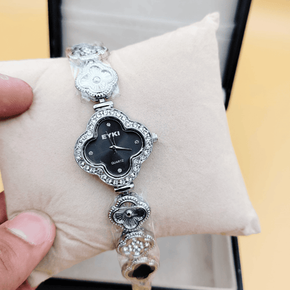 Close-up showcasing the Eyki ladies watch in silver.