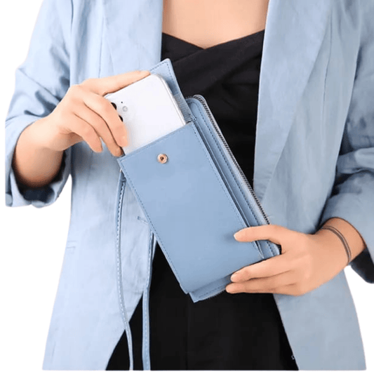 Closeup view of Forever Young blue clutch showing the texture