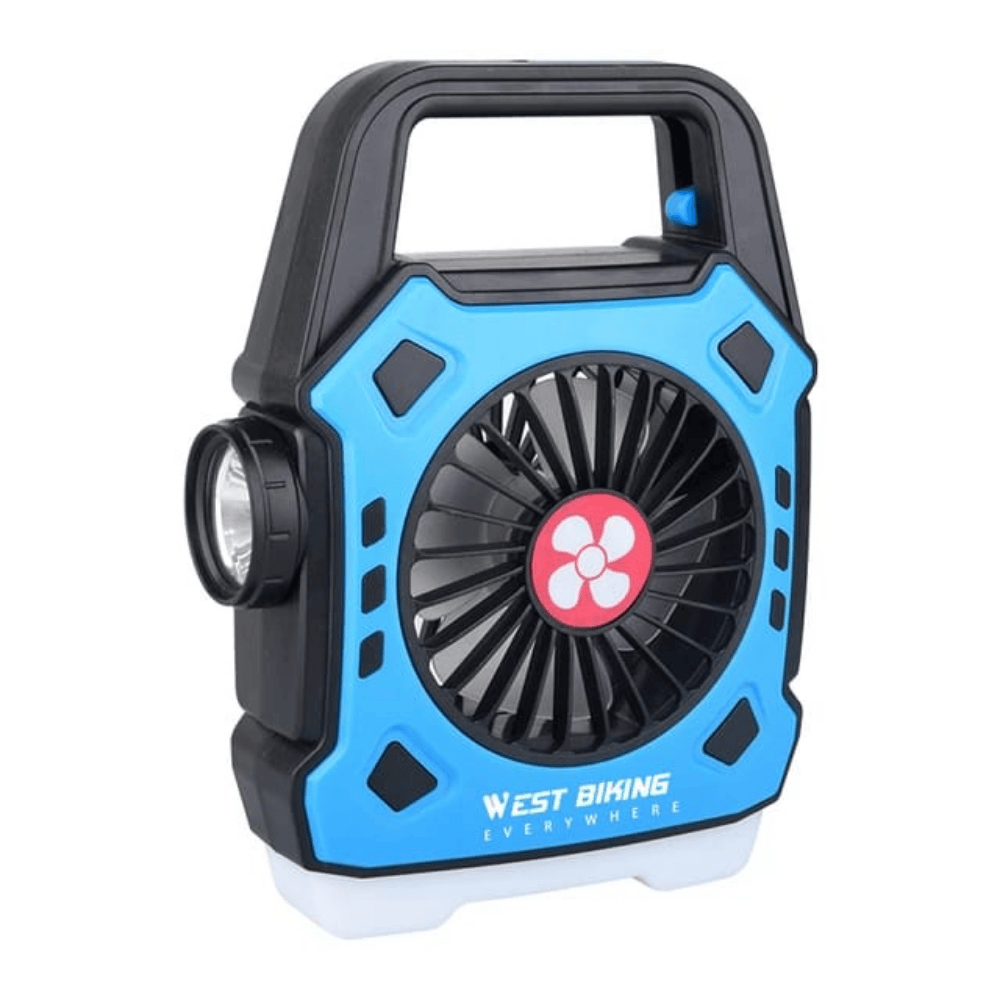 front-look-blue showing the personal desk fan in blue color from front angle