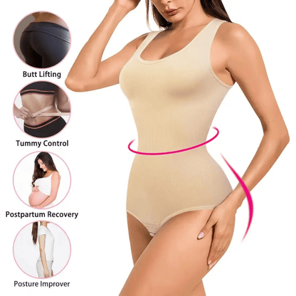 front-look-mid-shaper worn by model demonstrating fit and shaping