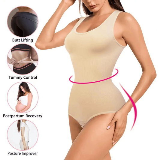 front-look-mid-shaper worn by model demonstrating fit and shaping