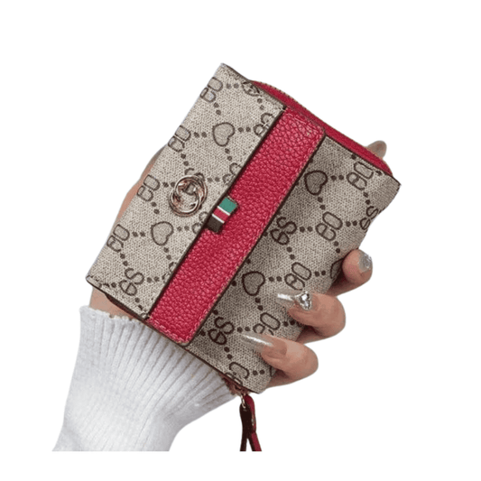 front-look showing the stylish exterior of the ladies wallet