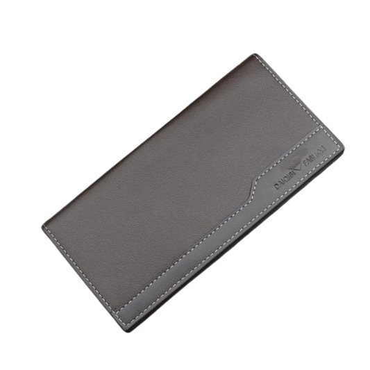 front-look showing the elegant front design of the men's long wallet