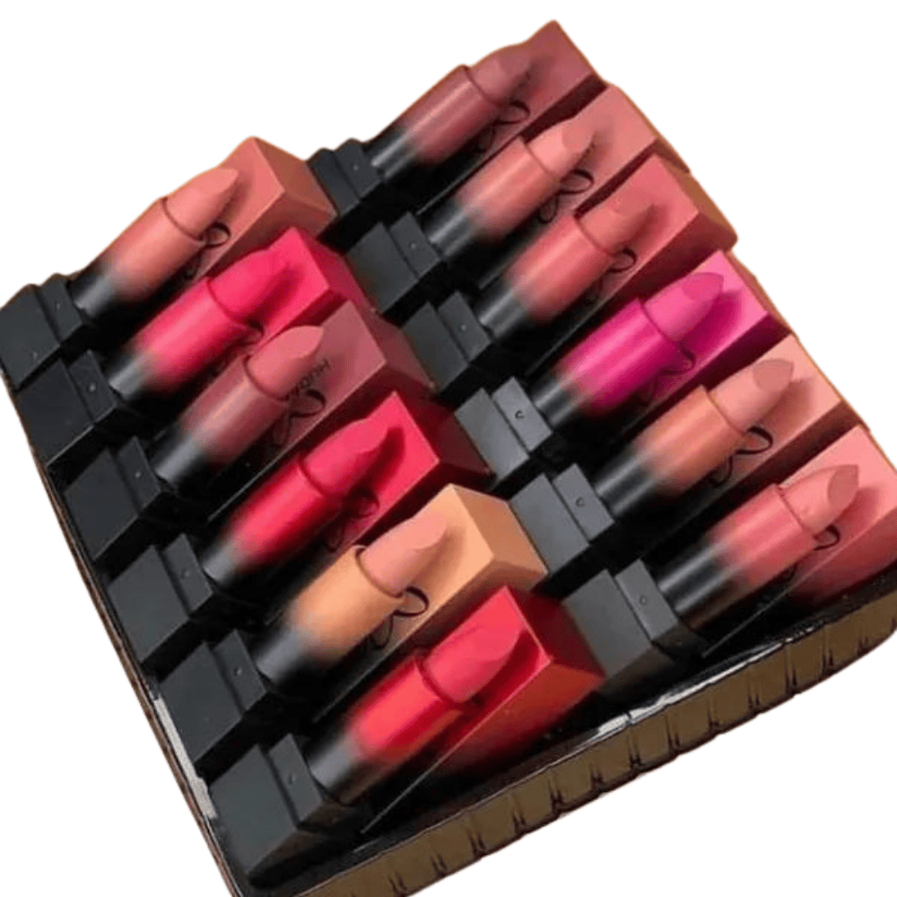 full-picture of Huda Lipistik Set with open and closed lipsticks