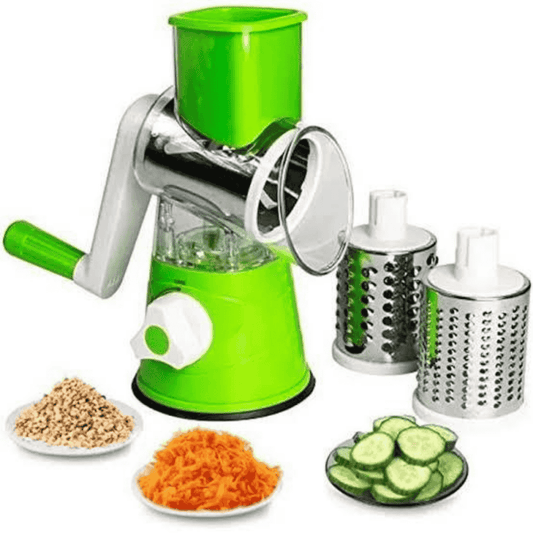 Fully assembled rotary drum slicer – green and white color