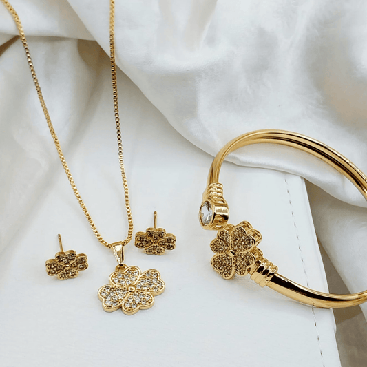 Gold plated locket and bangle jewellery set front upper view