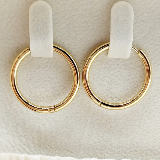 Clear front view of elegant gold plated ear rings
