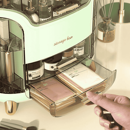 Desk organizer with stationery items on a desk