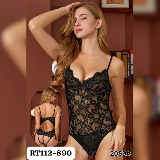 Stylish black imported nightie with lace