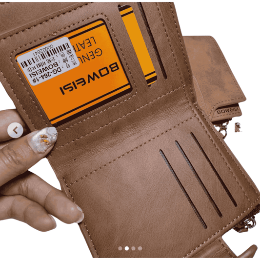 inside-look showing card slots, cash section, and attached coin pouch