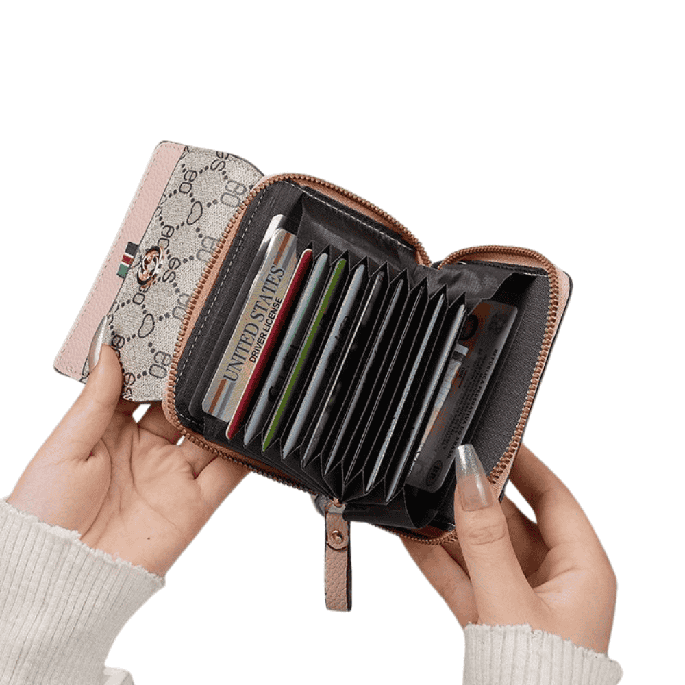 inside-look highlighting the inner compartments and slots for cards and cash