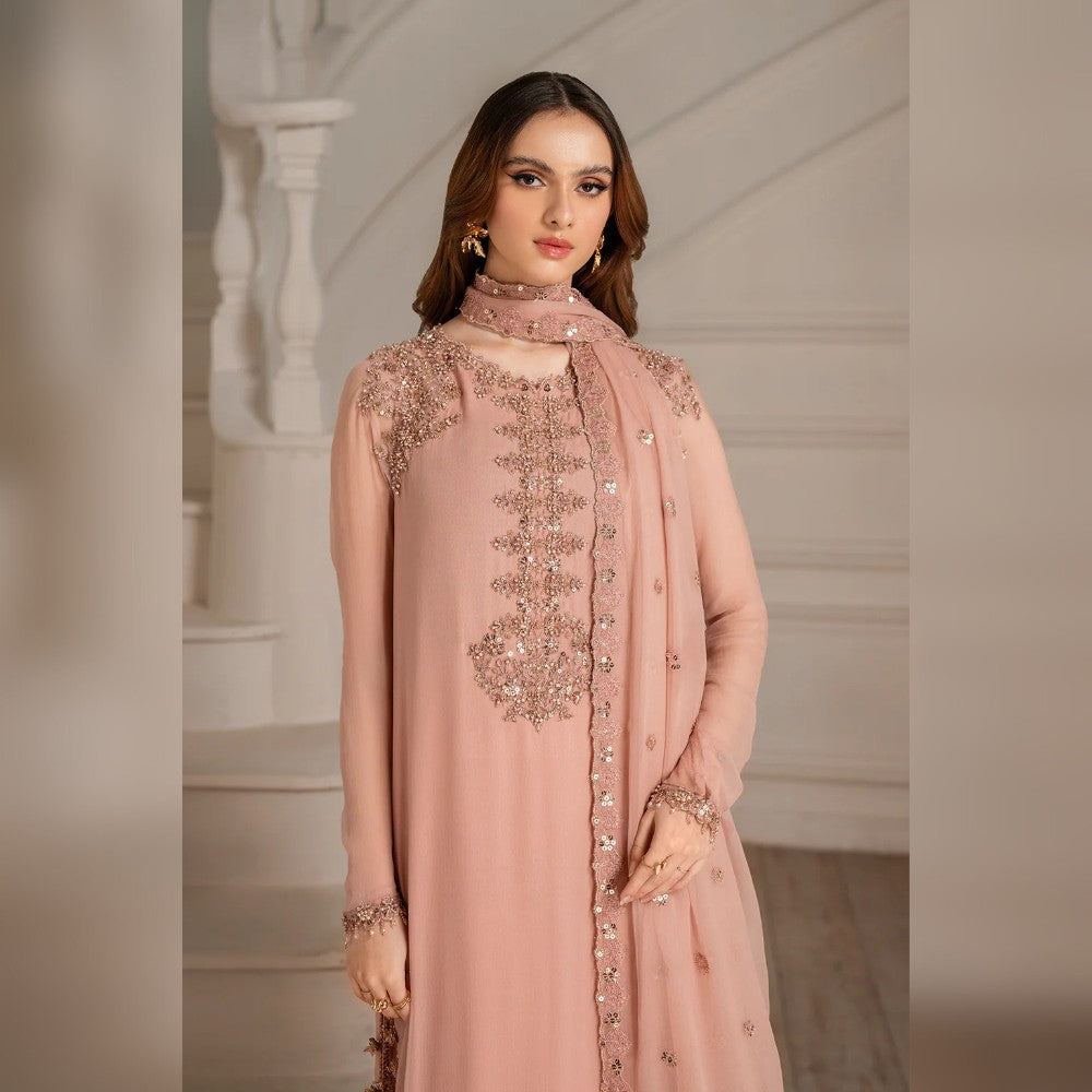 Closeup of Iznik Chiffon Embroidered Suit Detailing and Lace Work