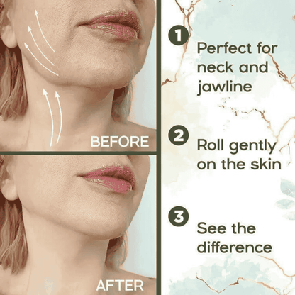 Before and after images showcasing the effects of using the jade roller and Gua Sha.