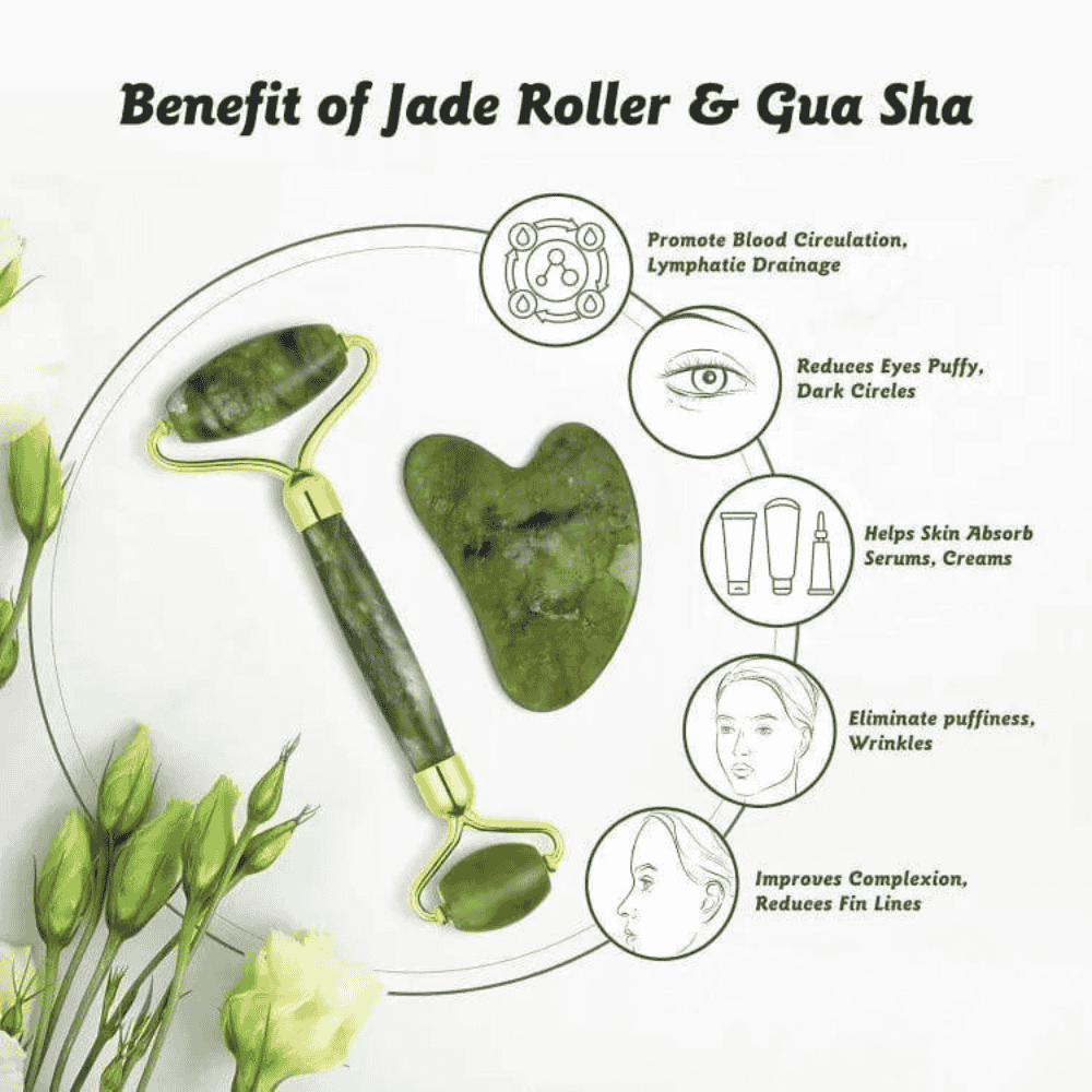 Comprehensive description of the jade roller and Gua Sha set features.