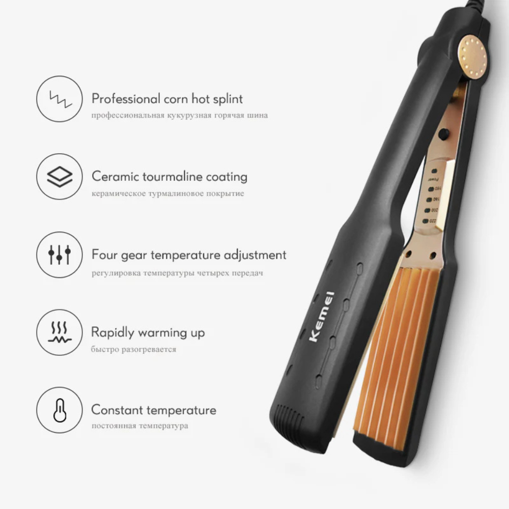 Front view of the Kemei KM 472 Hair Straightener