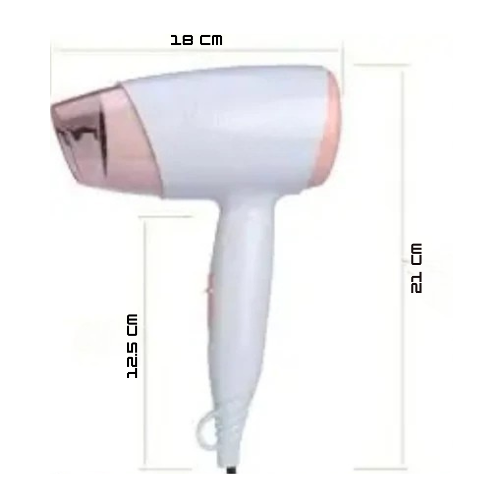 Size chart of Kemei KM-3365 Hair Dryer showing product dimensions