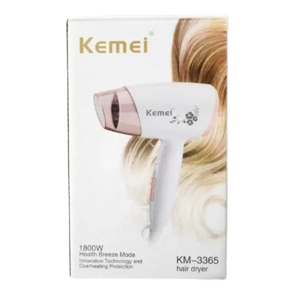 Kemei KM-3365 Hair Dryer packaging with box