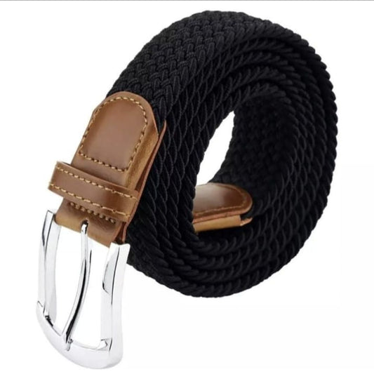 Knitted Stretchable Dressing Belt Black – Front View | ShopFirst.pk