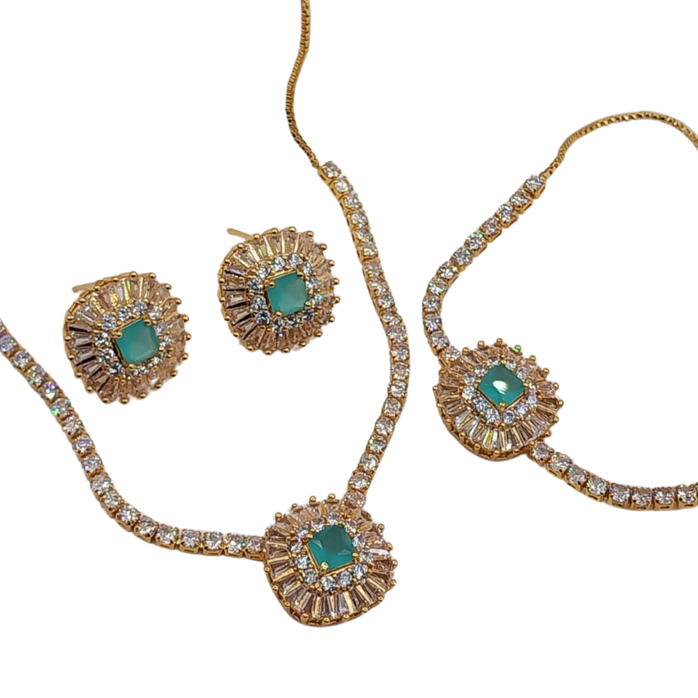 Light green elegant locket with bracelet gold design