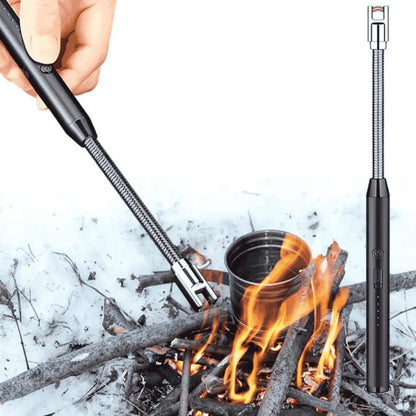 Demonstration of lighter lighting a gas stove
