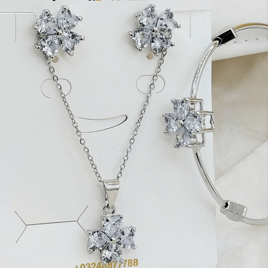 Front image showing both the silver locket and matching bracelet