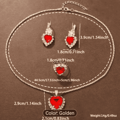 Size and measurement view of locket and earring set