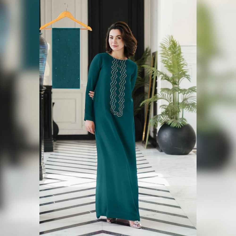 Lulusar Samaal Long Shamoz Silk Hand Embellished 3-Piece Dress
