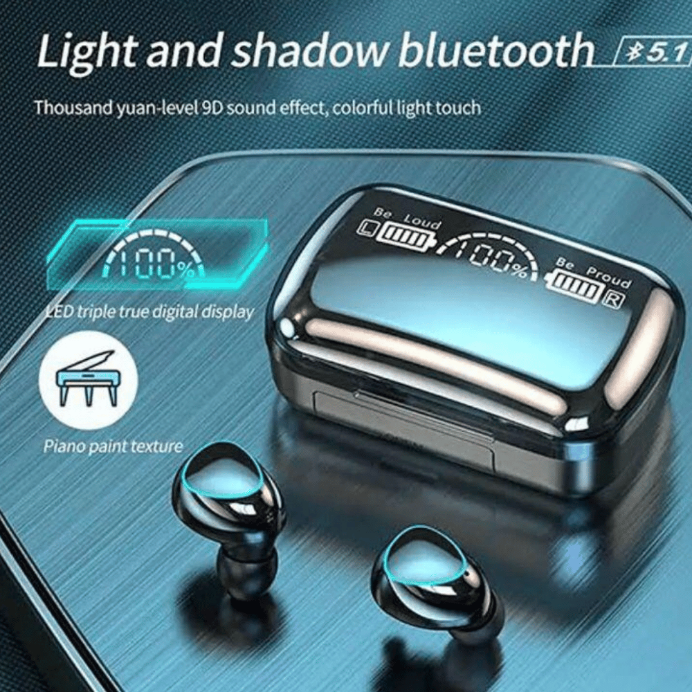 Visual listing of M10 features like noise canceling and long battery.