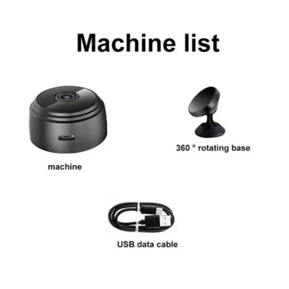 List of items included with a machine, including a machine itself, a 360-degree rotating base, and a USB data cable, on a white background.