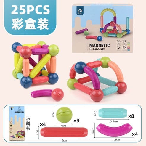 25 Pcs Magnetic Building Blocks Stick Toy – Creative Construction Set for Kids