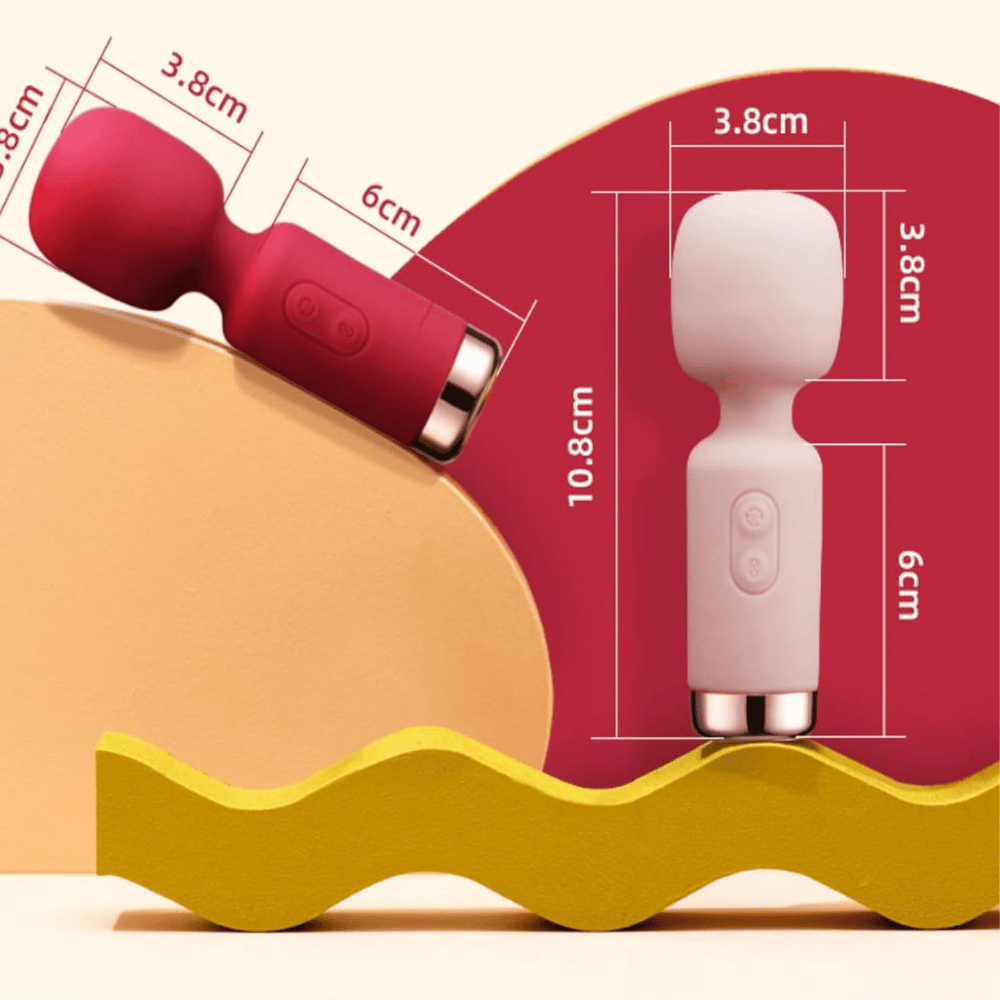 Silicon mini massager size comparison with a ruler
