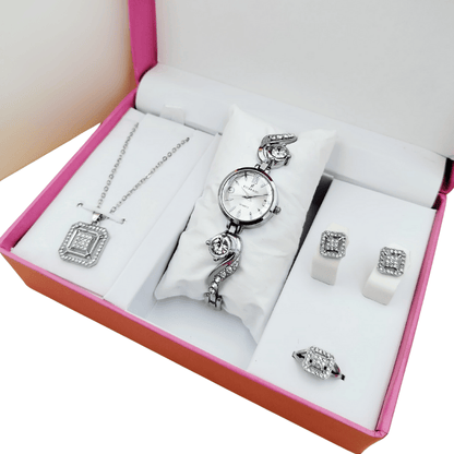 Front view showcasing the MH Gift Amaze ladies gift set in silver