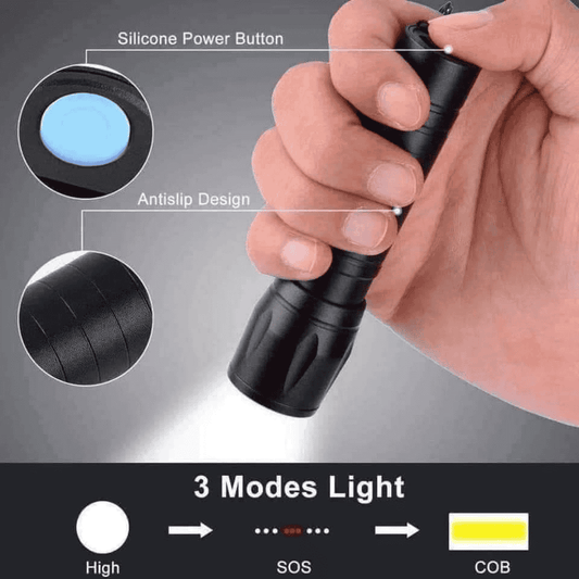 Rechargeable mini LED torch light with 3 adjustable modes