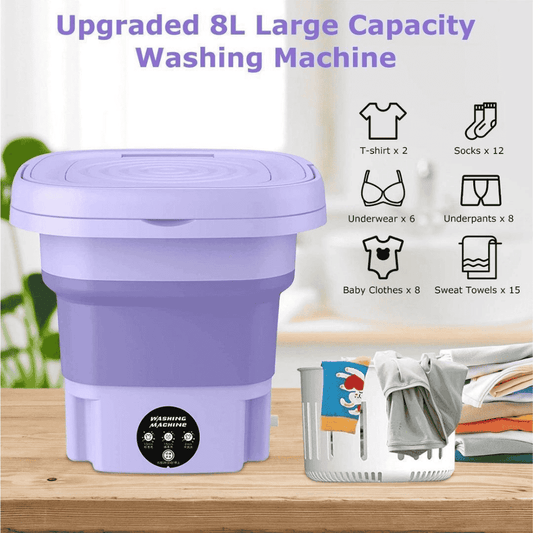 Image showcasing the upgraded 8-liter capacity of the washer