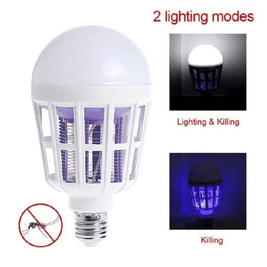 Mosquito killer LED bulb illuminating in a dark environmen